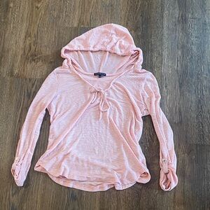 BE COOL Peach Striped Hoodie